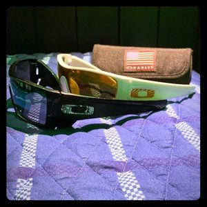 Black and blue Oakley sunglasses